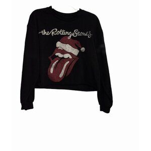 The Rolling Stone Womens Black Polycotton Sweatshirt Classic Tongue Graphic L